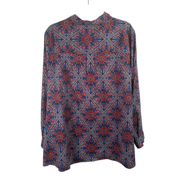 Catherines Blue Red Floral Button Front 100% Cotton Shirt Office Womens Plus 2x - Picture 5 of 5